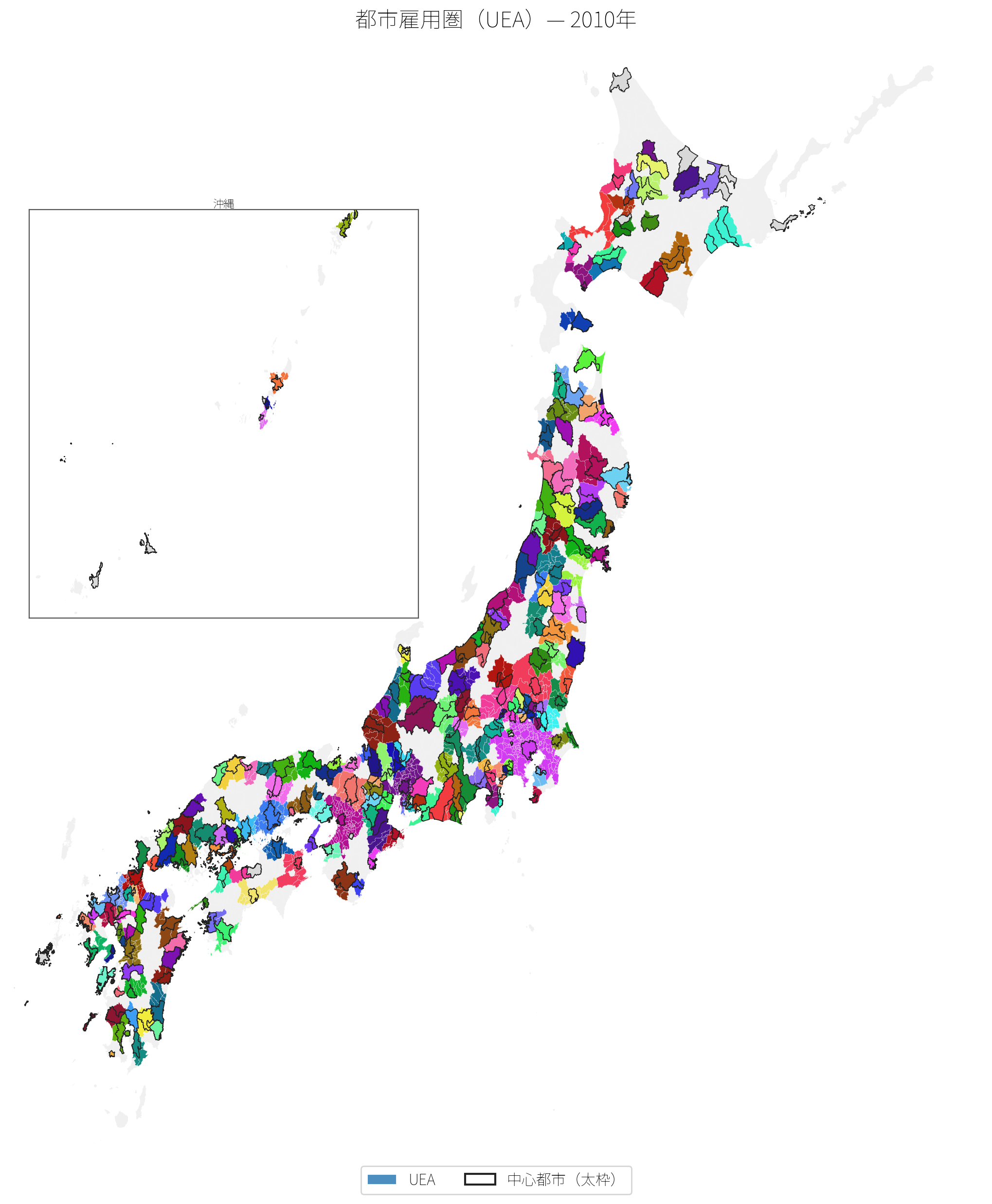 都市雇用圏（UEA）— 2010年